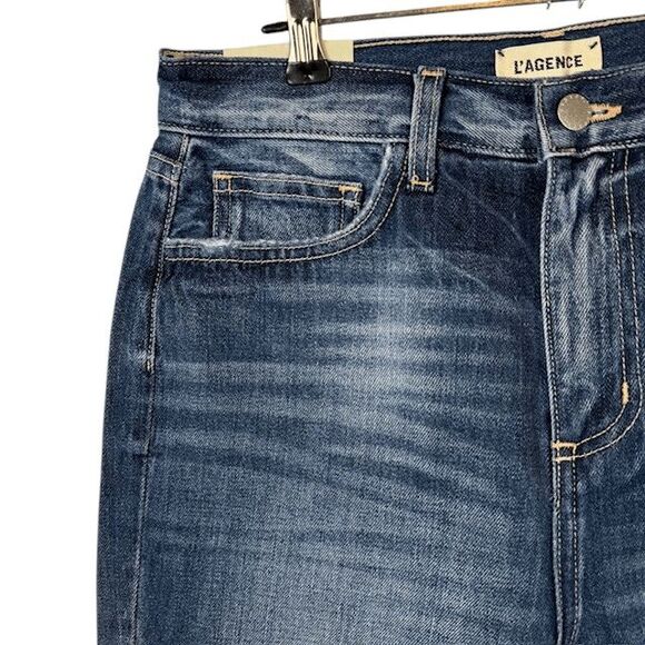 NEW! L'Agence Adele High Rise Crop Stove Pipe Jeans in Newberry Wash Size 27 - Picture 4 of 15